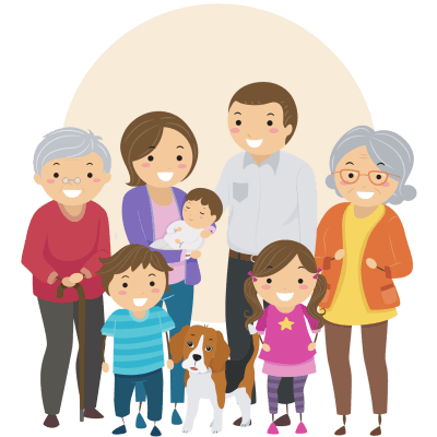 Illustration of a multi-generational family